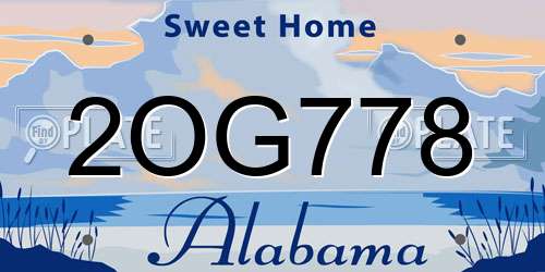 2OG778 Alabama License Plate