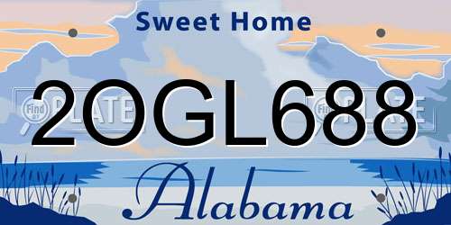 2OGL688 Alabama License Plate