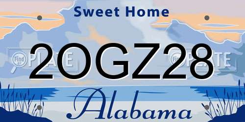 2OGZ28 Alabama License Plate