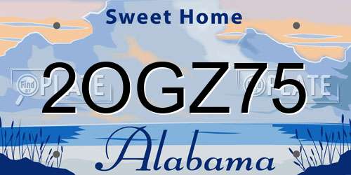 2OGZ75 Alabama License Plate