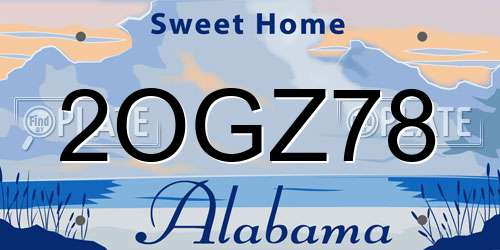 2OGZ78 Alabama License Plate