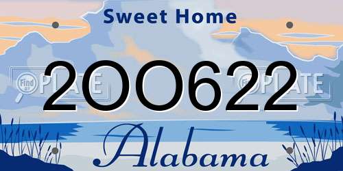 2OO622 Alabama License Plate