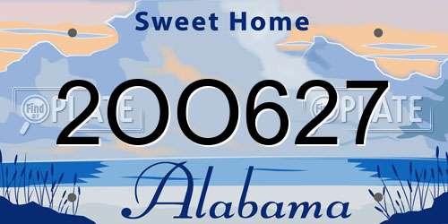 2OO627 Alabama License Plate