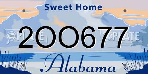 2OO677 Alabama License Plate