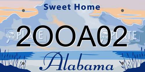 2OOA02 Alabama License Plate