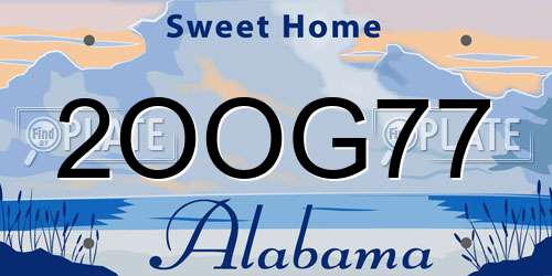 2OOG77 Alabama License Plate