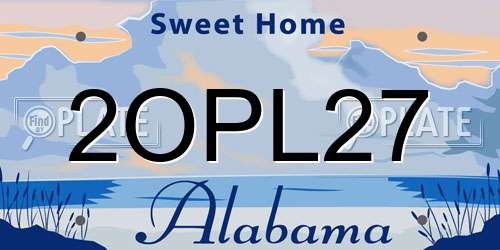 2OPL27 Alabama License Plate