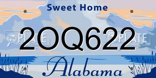 2OQ622 Alabama License Plate