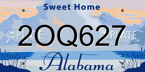 2OQ627 Alabama License Plate