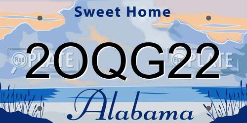 2OQG22 Alabama License Plate