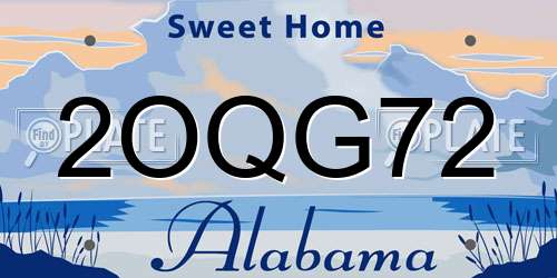 2OQG72 Alabama License Plate