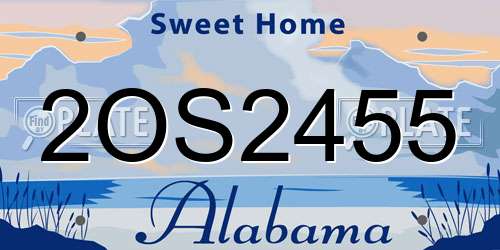 2OS2455 Alabama License Plate
