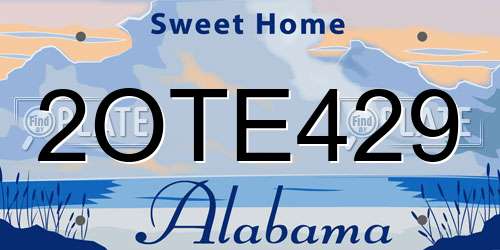 2OTE429 Alabama License Plate