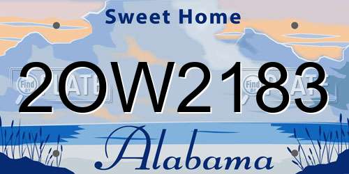 2OW2183 Alabama License Plate