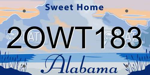 2OWT183 Alabama License Plate
