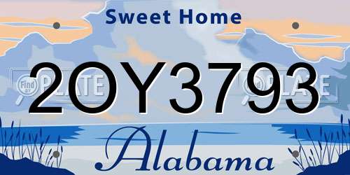 2OY3793 Alabama License Plate