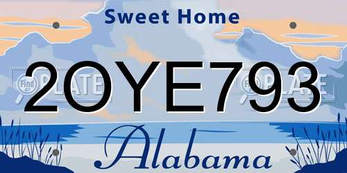 2OYE793 Alabama License Plate