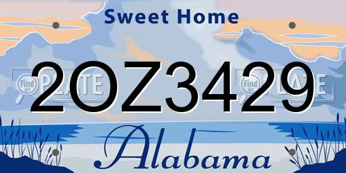 2OZ3429 Alabama License Plate