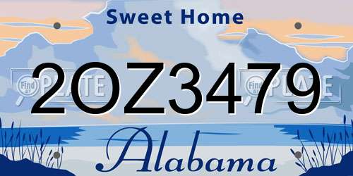 2OZ3479 Alabama License Plate