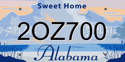 2OZ700 Alabama License Plate