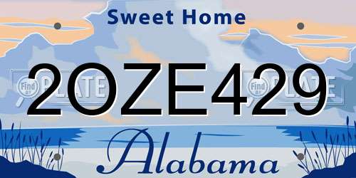 2OZE429 Alabama License Plate