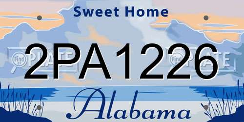 2PA1226 Alabama License Plate