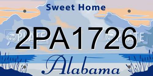 2PA1726 Alabama License Plate