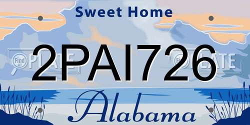 2PAI726 Alabama License Plate