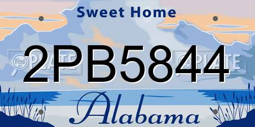2PB5844 Alabama License Plate