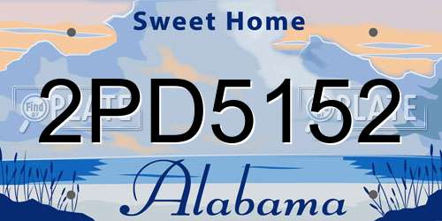 2PD5152 Alabama License Plate