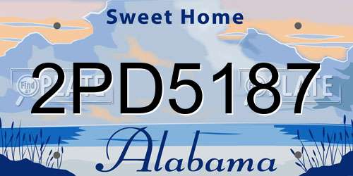 2PD5187 Alabama License Plate
