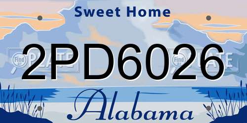 2PD6026 Alabama License Plate