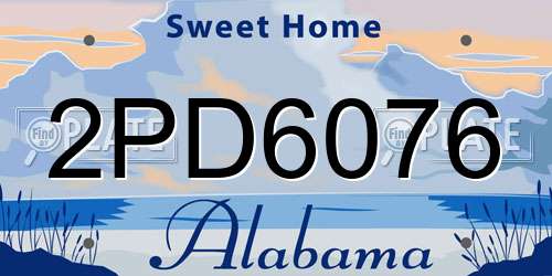 2PD6076 Alabama License Plate