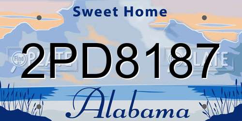 2PD8187 Alabama License Plate