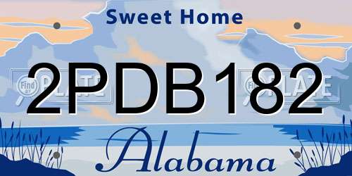 2PDB182 Alabama License Plate