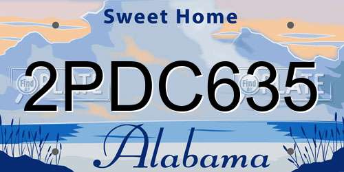 2PDC635 Alabama License Plate
