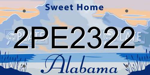 2PE2322 Alabama License Plate