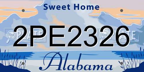 2PE2326 Alabama License Plate