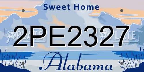 2PE2327 Alabama License Plate