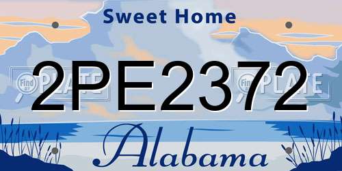 2PE2372 Alabama License Plate