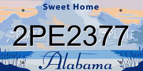 2PE2377 Alabama License Plate