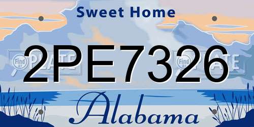 2PE7326 Alabama License Plate