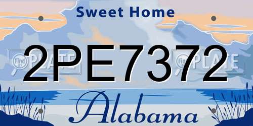 2PE7372 Alabama License Plate