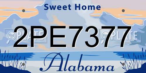 2PE7377 Alabama License Plate
