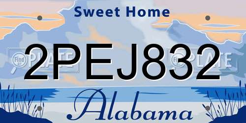 2PEJ832 Alabama License Plate