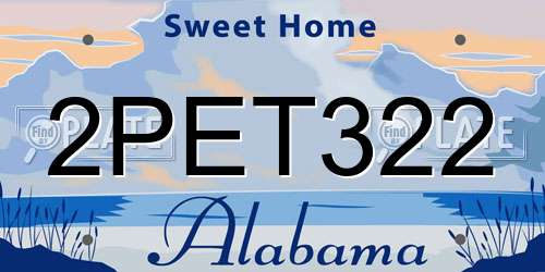 2PET322 Alabama License Plate