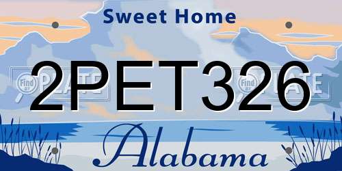2PET326 Alabama License Plate