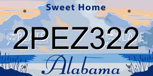 2PEZ322 Alabama License Plate