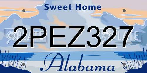 2PEZ327 Alabama License Plate