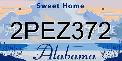 2PEZ372 Alabama License Plate